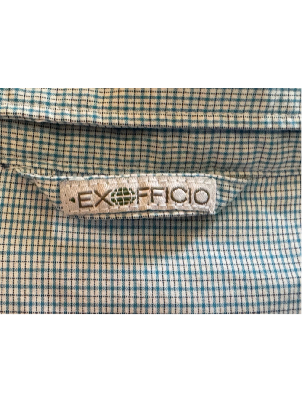 Women's ExOfficio Blue and White Plaid Long Sleeve Button Down Shirt, Size L - Picture 11 of 16